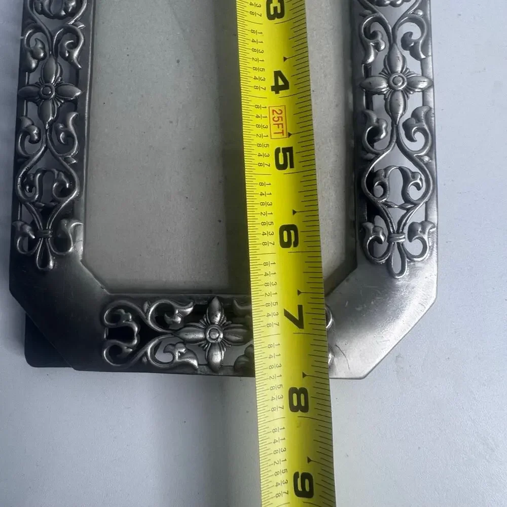 Vintage Floral Scrolling Pewter Picture Frame Ornate 8x6
